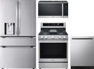 4 Piece Package Includes Refrigerator, Range, Microwave And Dishwasher