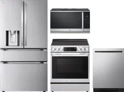 4 Piece Package Includes Refrigerator, Range, Microwave And Dishwasher