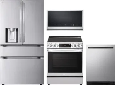 4 Piece Package Includes Refrigerator, Range, Microwave And Dishwasher