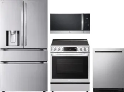 4 Piece Package Includes Refrigerator, Range, Microwave And Dishwasher