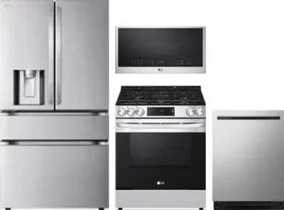 4 Piece Package Includes Refrigerator, Range, Microwave And Dishwasher