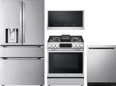 4 Piece Package Includes Refrigerator, Range, Microwave And Dishwasher