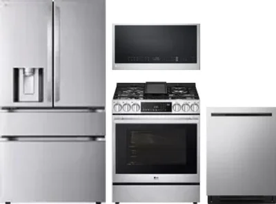 4 Piece Package Includes Refrigerator, Range, Microwave And Dishwasher