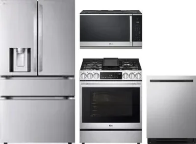4 Piece Package Includes Refrigerator, Range, Microwave And Dishwasher