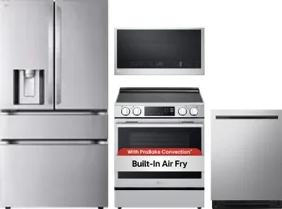 4 Piece Package Includes Refrigerator, Range, Microwave And Dishwasher