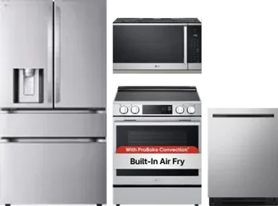 4 Piece Package Includes Refrigerator, Range, Microwave And Dishwasher