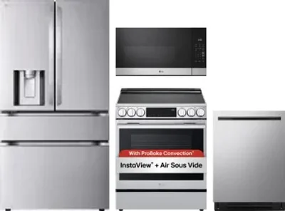 4 Piece Package Includes Refrigerator, Range, Microwave And Dishwasher