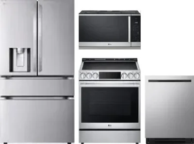 4 Piece Package Includes Refrigerator, Range, Microwave And Dishwasher