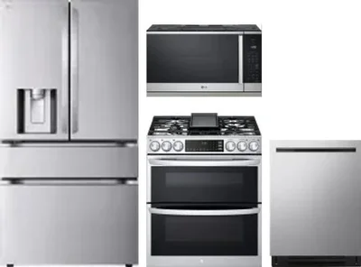 4 Piece Package Includes Refrigerator, Range, Microwave And Dishwasher