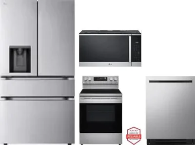 4 Piece Package Includes Refrigerator, Range, Microwave And Dishwasher