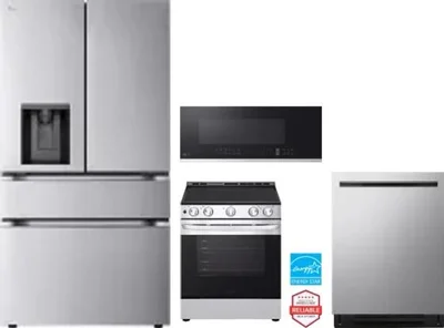 4 Piece Package Includes Refrigerator, Range, Microwave And Dishwasher