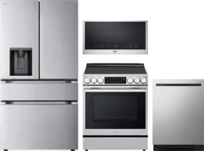 4 Piece Package Includes Refrigerator, Range, Microwave And Dishwasher