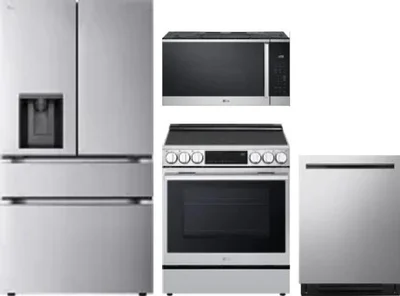 4 Piece Package Includes Refrigerator, Range, Microwave And Dishwasher