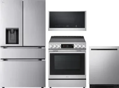 4 Piece Package Includes Refrigerator, Range, Microwave And Dishwasher