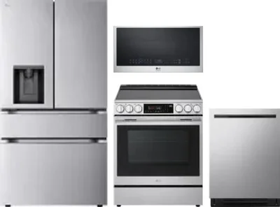 4 Piece Package Includes Refrigerator, Range, Microwave And Dishwasher