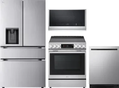 4 Piece Package Includes Refrigerator, Range, Microwave And Dishwasher