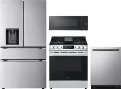 4 Piece Package Includes Refrigerator, Range, Microwave And Dishwasher