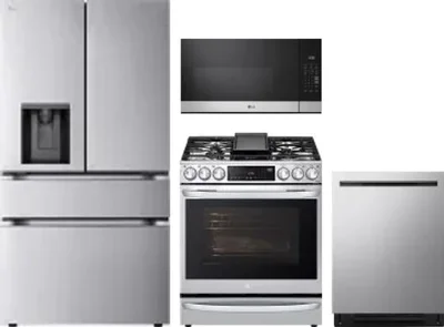 4 Piece Package Includes Refrigerator, Range, Microwave And Dishwasher
