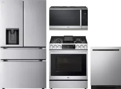 4 Piece Package Includes Refrigerator, Range, Microwave And Dishwasher