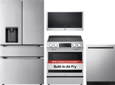 4 Piece Package Includes Refrigerator, Range, Microwave And Dishwasher