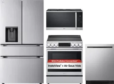 4 Piece Package Includes Refrigerator, Range, Microwave And Dishwasher