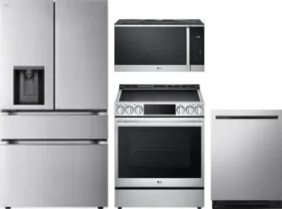 4 Piece Package Includes Refrigerator, Range, Microwave And Dishwasher