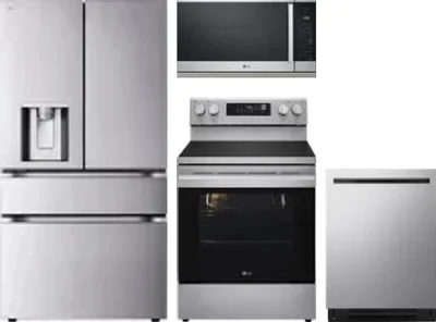 4 Piece Package Includes Refrigerator, Range, Microwave And Dishwasher