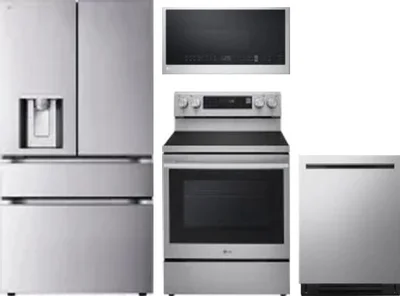 4 Piece Package Includes Refrigerator, Range, Microwave And Dishwasher