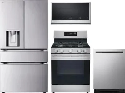 4 Piece Package Includes Refrigerator, Range, Microwave And Dishwasher