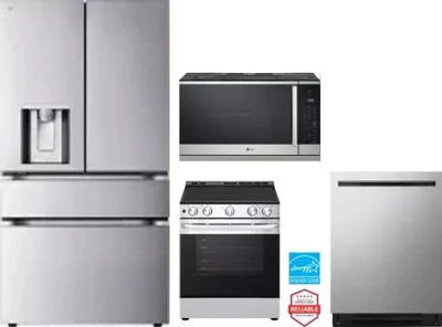 4 Piece Package Includes Refrigerator, Range, Microwave And Dishwasher