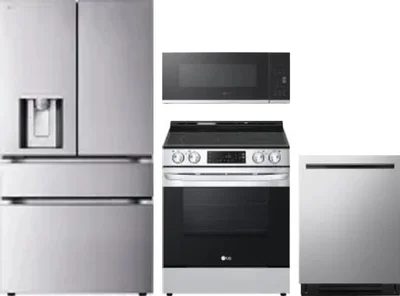 4 Piece Package Includes Refrigerator, Range, Microwave And Dishwasher