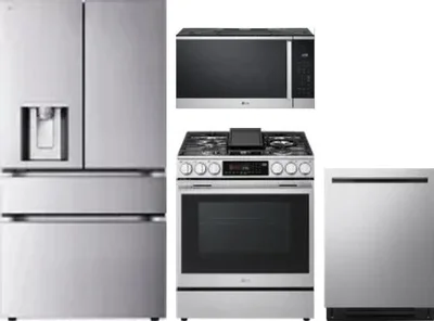 4 Piece Package Includes Refrigerator, Range, Microwave And Dishwasher