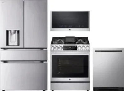 4 Piece Package Includes Refrigerator, Range, Microwave And Dishwasher