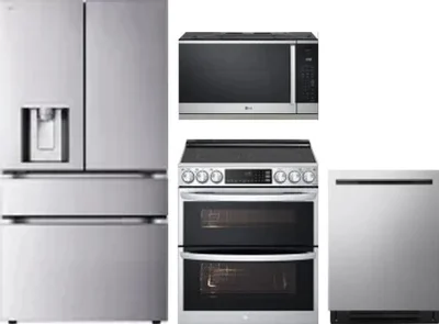 4 Piece Package Includes Refrigerator, Range, Microwave And Dishwasher