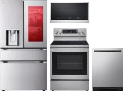 4 Piece Package Includes Refrigerator, Range, Microwave And Dishwasher