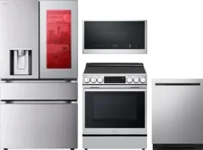 4 Piece Package Includes Refrigerator, Range, Microwave And Dishwasher