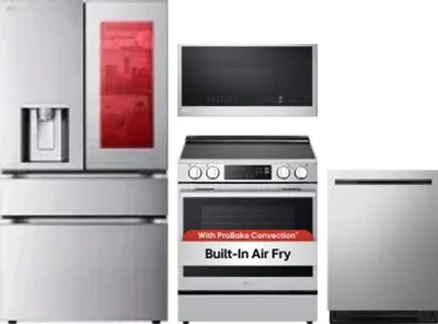 4 Piece Package Includes Refrigerator, Range, Microwave And Dishwasher