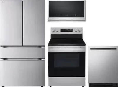 4 Piece Package Includes Refrigerator, Range, Microwave And Dishwasher