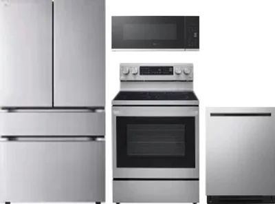4 Piece Package Includes Refrigerator, Range, Microwave And Dishwasher