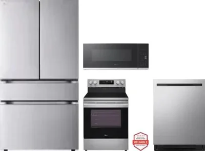 4 Piece Package Includes Refrigerator, Range, Microwave And Dishwasher