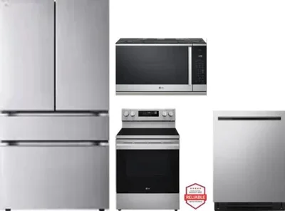 4 Piece Package Includes Refrigerator, Range, Microwave And Dishwasher