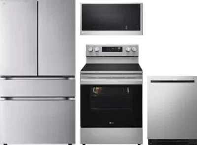 4 Piece Package Includes Refrigerator, Range, Microwave And Dishwasher