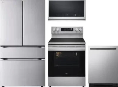 4 Piece Package Includes Refrigerator, Range, Microwave And Dishwasher