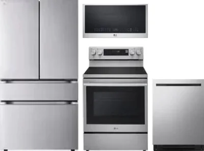 4 Piece Package Includes Refrigerator, Range, Microwave And Dishwasher