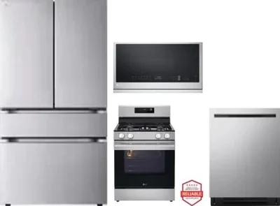4 Piece Package Includes Refrigerator, Range, Microwave And Dishwasher