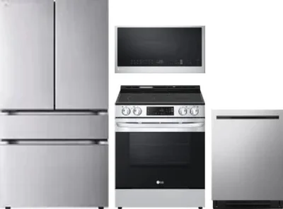 4 Piece Package Includes Refrigerator, Range, Microwave And Dishwasher