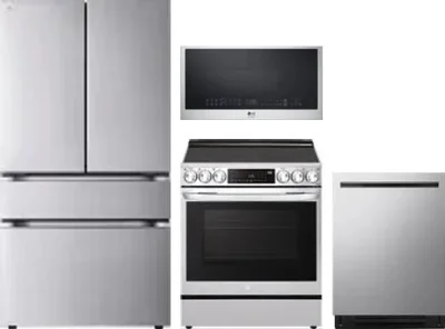 4 Piece Package Includes Refrigerator, Range, Microwave And Dishwasher