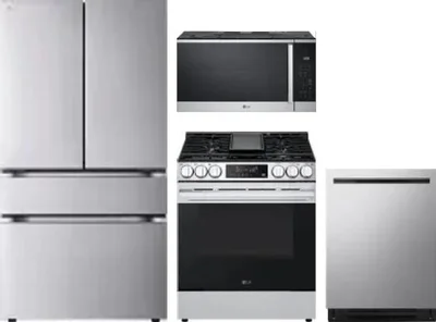 4 Piece Package Includes Refrigerator, Range, Microwave And Dishwasher