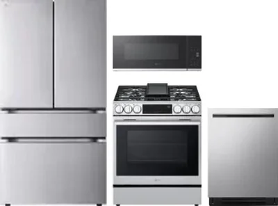 4 Piece Package Includes Refrigerator, Range, Microwave And Dishwasher