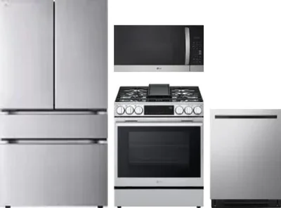 4 Piece Package Includes Refrigerator, Range, Microwave And Dishwasher